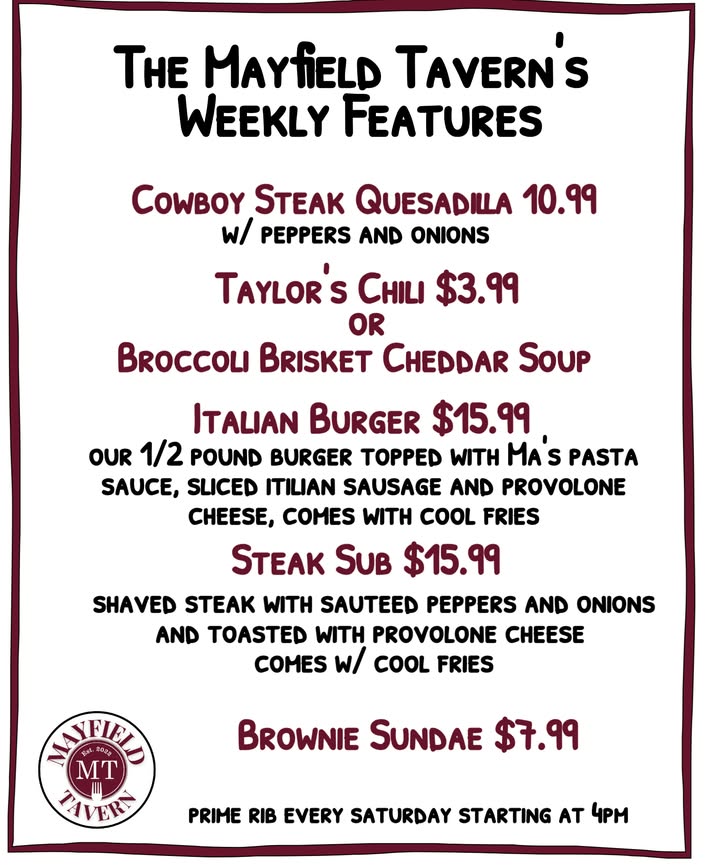 Check out this weeks special at the tavern, better yet come try them this...