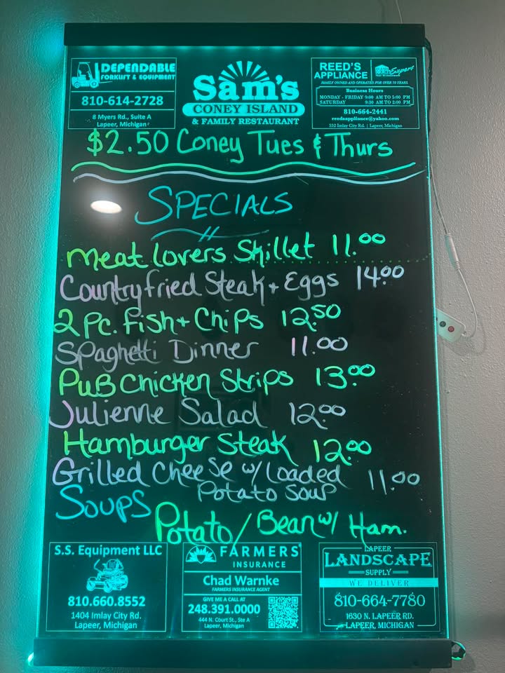 9/16/26 Daily Specials Open 8/8.