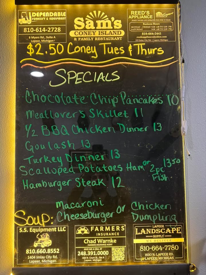 10/8/26 Daily Specials Open 8/8.