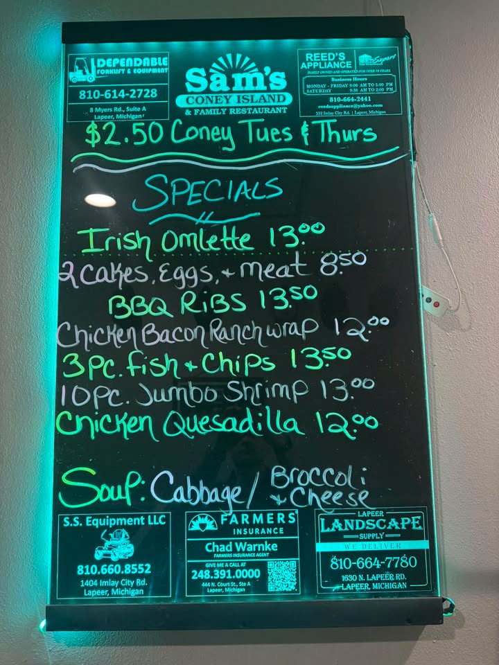 9/25/26 Daily Specials Open 8/8.