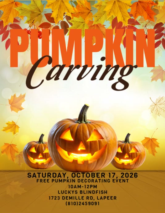 Join us for a free pumpkin decorating event on Saturday, October 17, 2026, from...