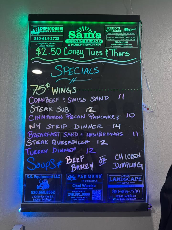 9/10/26 Daily Specials Open 8/8.