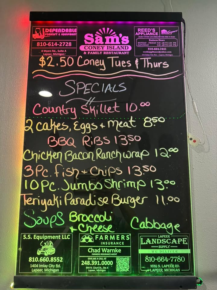 9/11/26 Daily Specials Open 8/8.
