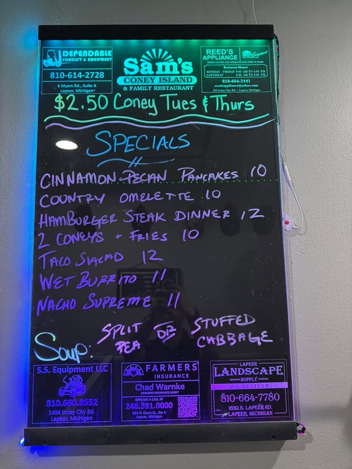 9/14/26 Daily Specials Open 8/8.